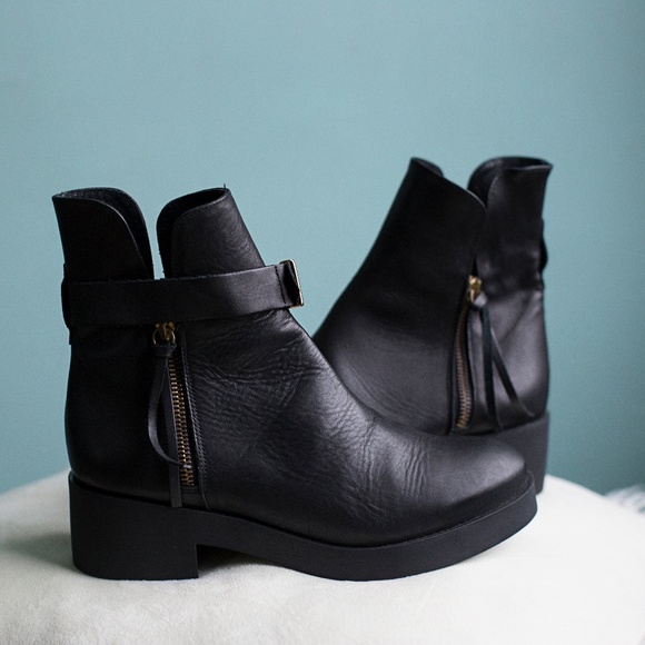 Miista Black Leather Ankle Bootie with Zipper - Picture 4 of 7